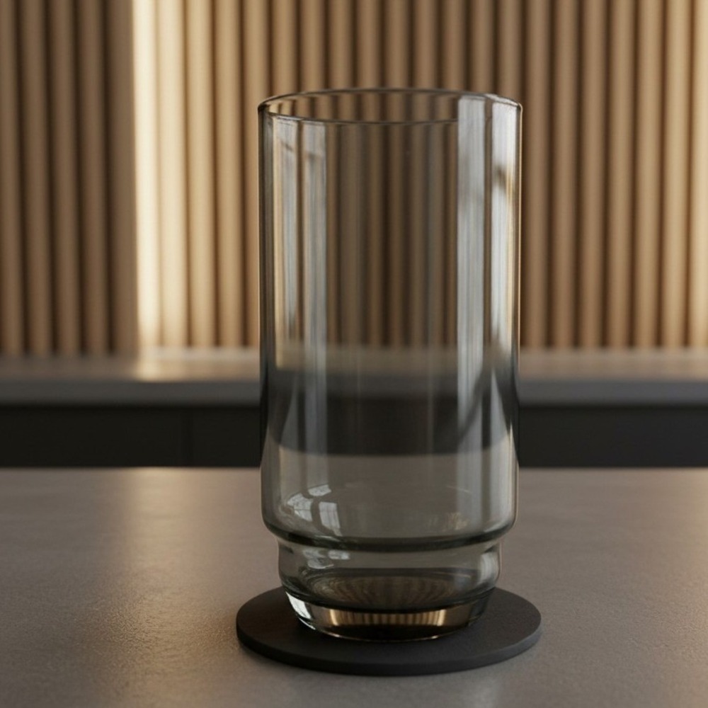 Smoke Gray Stackable Glass Tumbler, Vintage Everyday Drinkware, Glassware